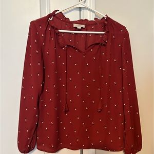 LOFT red/burgundy printed blouse: SP